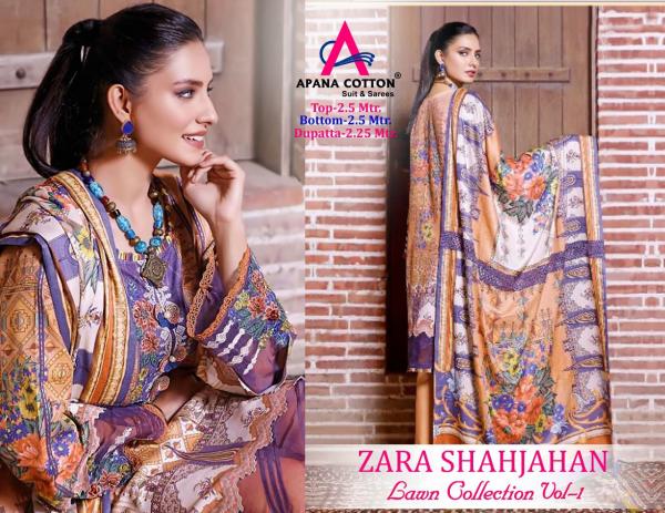 Apna Zara Shahjahan Vol-1 Lawn Cotton Designer Exclusive Dress Material